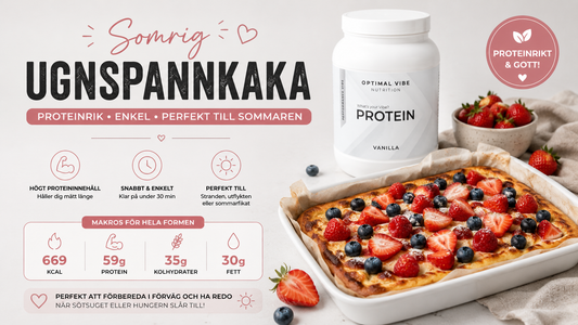 Proteinrik ugnspannkaka med vaniljprotein och färska bär
